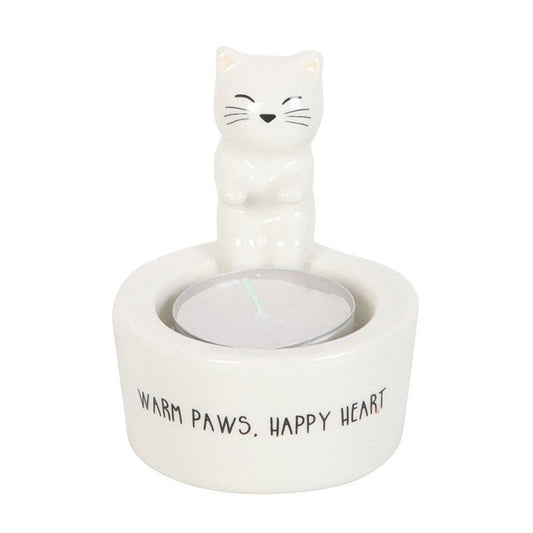 Warm Paws, Happy Heart Cat Tealight Holder - Scents & Gifts UK