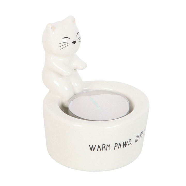 Warm Paws, Happy Heart Cat Tealight Holder - Scents & Gifts UK