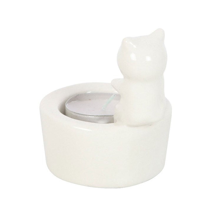 Warm Paws, Happy Heart Cat Tealight Holder - Scents & Gifts UK