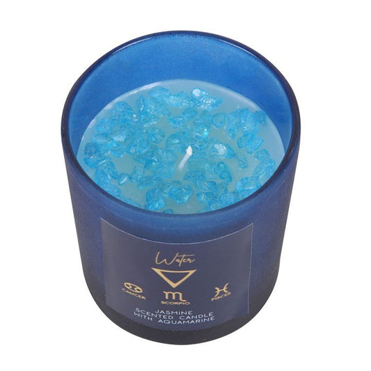 Water Element Jasmine Crystal Chip Candle - Scents & Gifts UK
