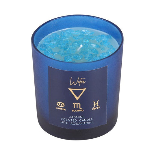 Water Element Jasmine Crystal Chip Candle - Scents & Gifts UK