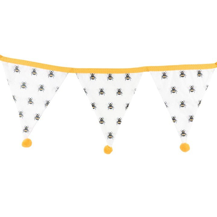 White All Over Bee Print Fabric Bunting - Scents & Gifts UK