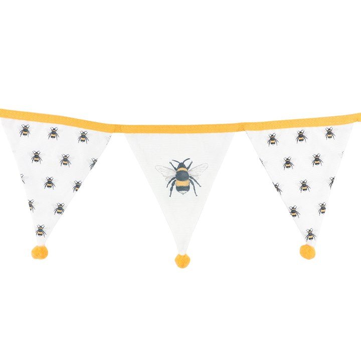 White Alternating Bee Print Fabric Bunting - Scents & Gifts UK