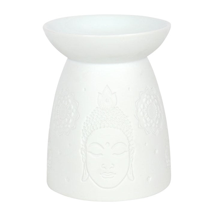 White Ceramic Buddha Face Oil Burner and Wax Warmer - Scents & Gifts UK