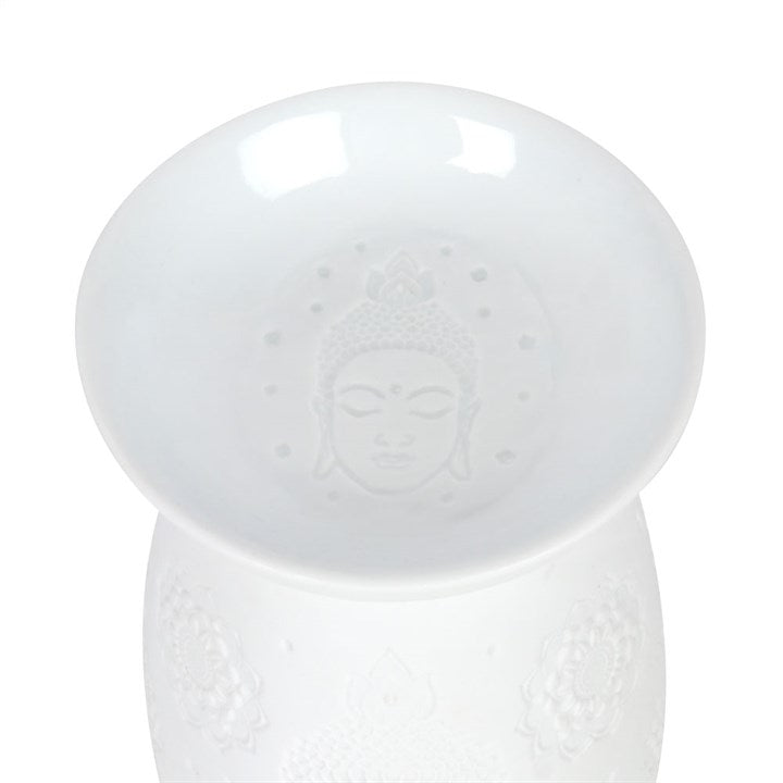 White Ceramic Buddha Face Oil Burner and Wax Warmer - Scents & Gifts UK