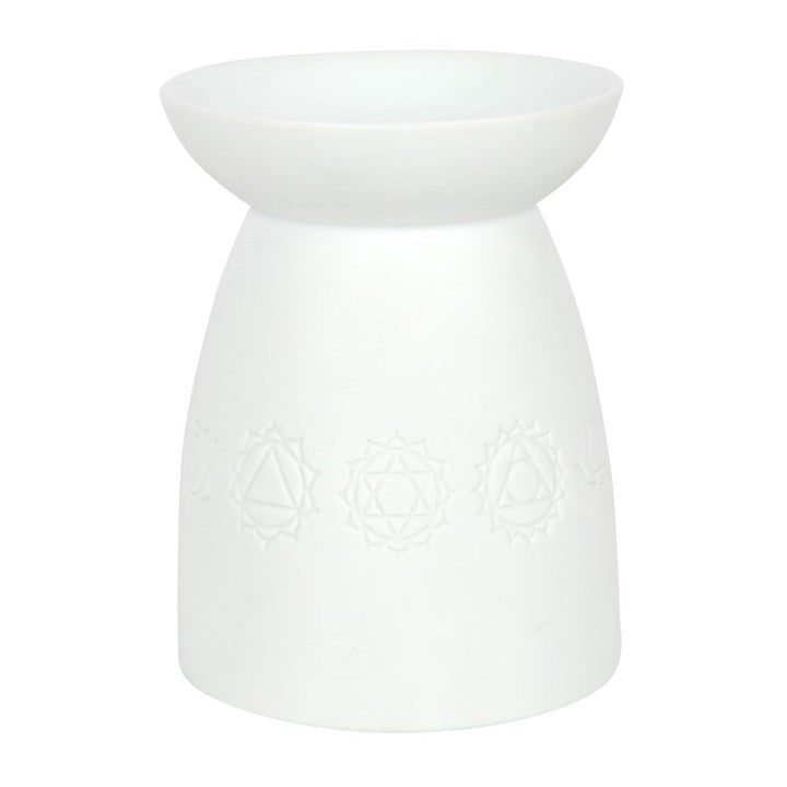 White Ceramic Seven Chakra Oil Burner and Wax Warmer - Scents & Gifts UK