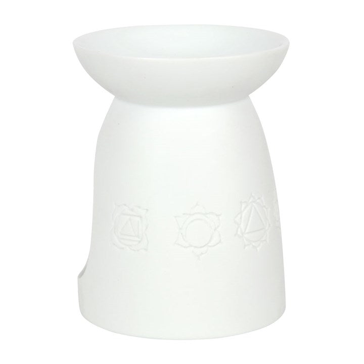 White Ceramic Seven Chakra Oil Burner and Wax Warmer - Scents & Gifts UK