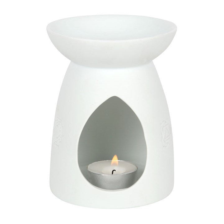White Ceramic Seven Chakra Oil Burner and Wax Warmer - Scents & Gifts UK
