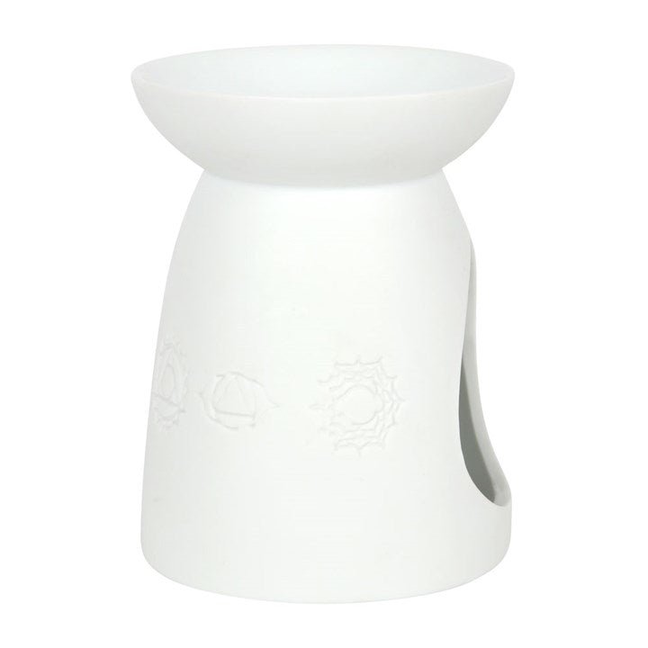 White Ceramic Seven Chakra Oil Burner and Wax Warmer - Scents & Gifts UK