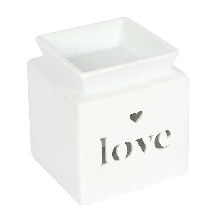 White Love Cut Out Oil Burner - Scents & Gifts UK