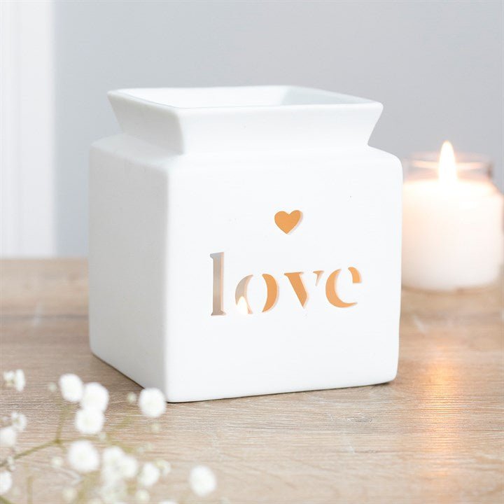 White Love Cut Out Oil Burner - Scents & Gifts UK