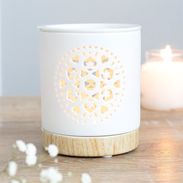 White Mandala Cut Out Oil Burner - Scents & Gifts UK