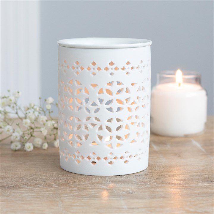 White Matte Cut Out Oil Burner - Scents & Gifts UK