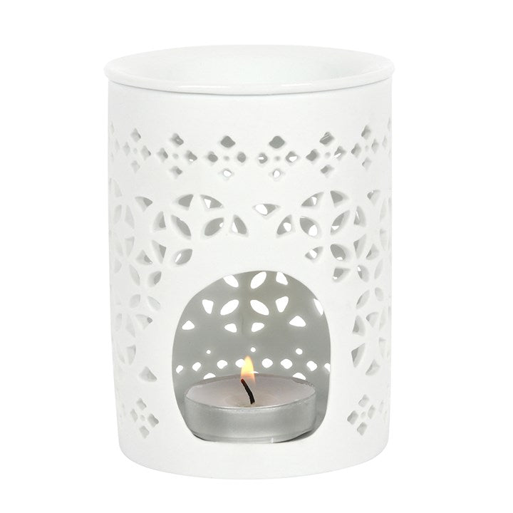 White Matte Cut Out Oil Burner - Scents & Gifts UK