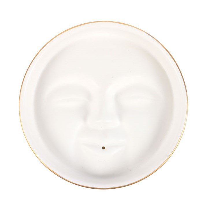 White Moon Face Incense Stick Holder - Scents & Gifts UK