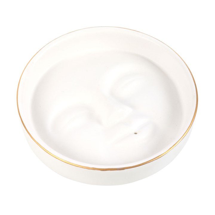 White Moon Face Incense Stick Holder - Scents & Gifts UK