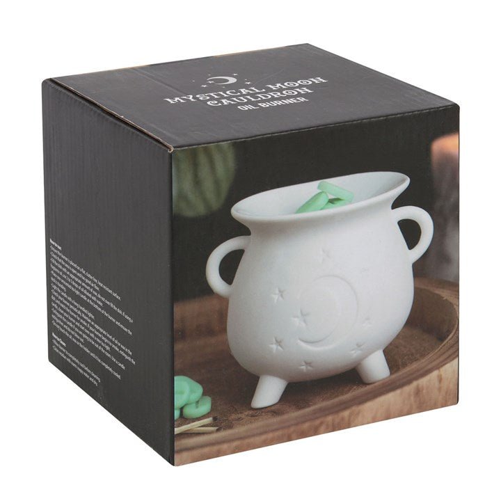 White Mystical Moon Cauldron Oil Burner - Scents & Gifts UK