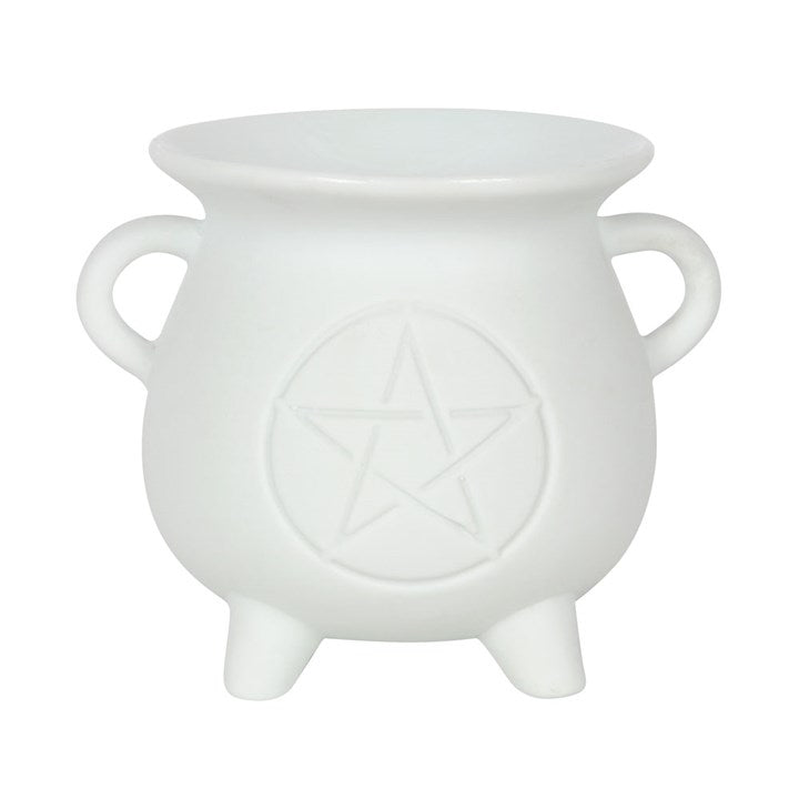 White Pentagram Cauldron Oil Burner and Wax Warmer - Scents & Gifts UK