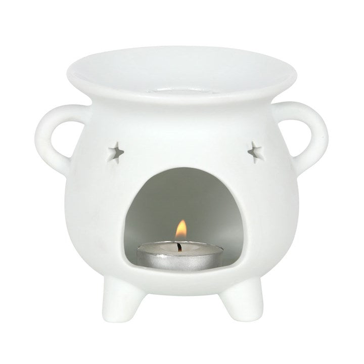 White Pentagram Cauldron Oil Burner and Wax Warmer - Scents & Gifts UK