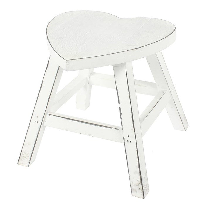 White Shabby Heart Stool - Scents & Gifts UK