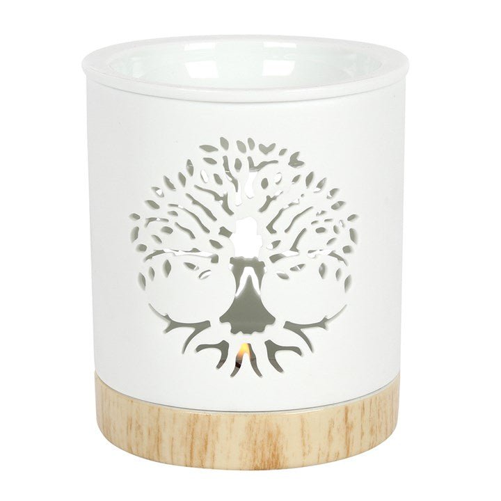 White Tree of Life Cut Out Oil Burner - Scents & Gifts UK