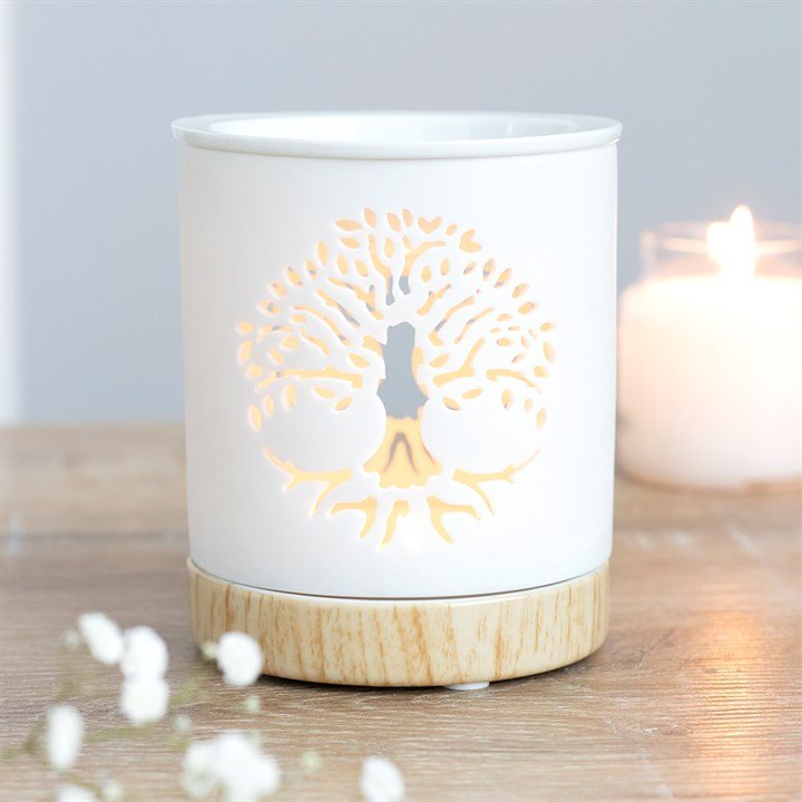 White Tree of Life Cut Out Oil Burner - Scents & Gifts UK