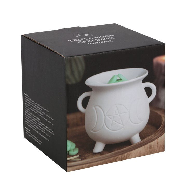 White Triple Moon Cauldron Oil Burner - Scents & Gifts UK