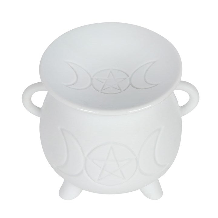 White Triple Moon Cauldron Oil Burner - Scents & Gifts UK