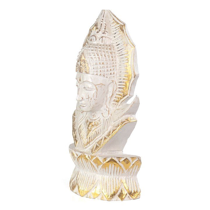 Whitewash Albasia Wood Thai Buddha - Scents & Gifts UK