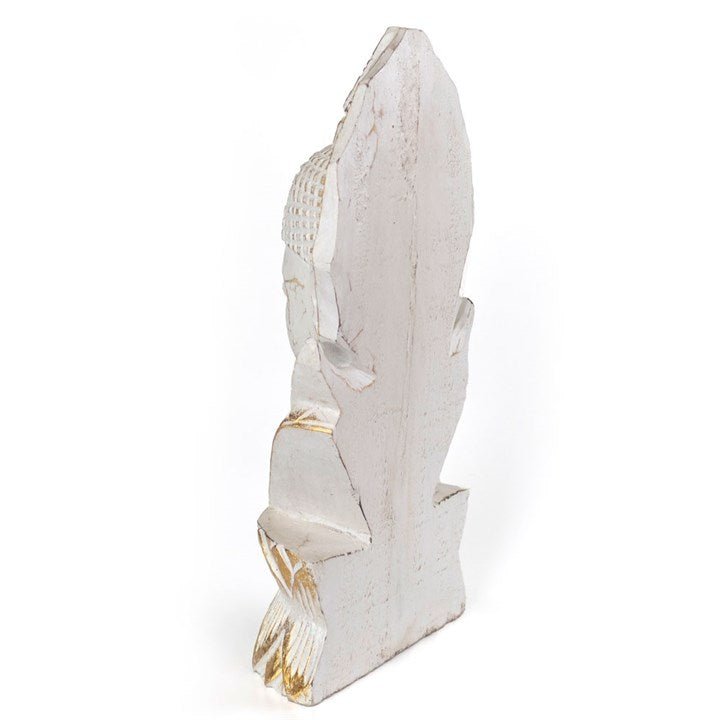 Whitewash Albasia Wood Thai Buddha - Scents & Gifts UK
