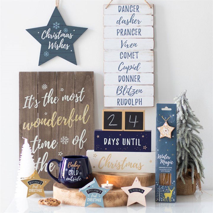 Winter Magic Wooden Reindeer Name Plaque - Scents & Gifts UK