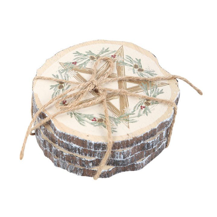Winter Solstice Wood Slice Coaster Set - Scents & Gifts UK
