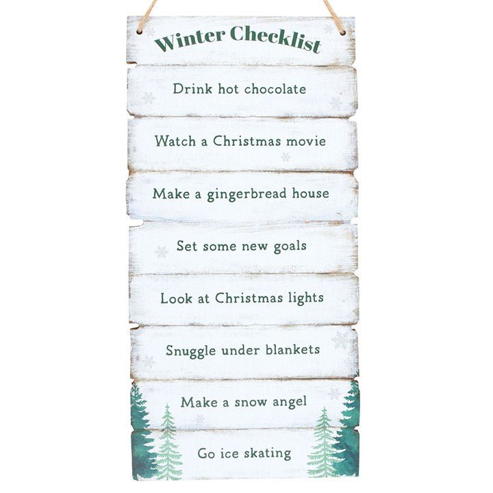 Winter Wonderland Checklist Hanging Sign - Scents & Gifts UK