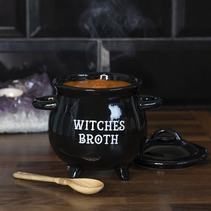 Witches Broth Cauldron Soup Bowl with Broom Spoon - Scents & Gifts UK