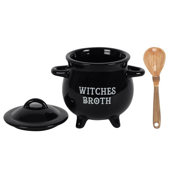 Witches Broth Cauldron Soup Bowl with Broom Spoon - Scents & Gifts UK