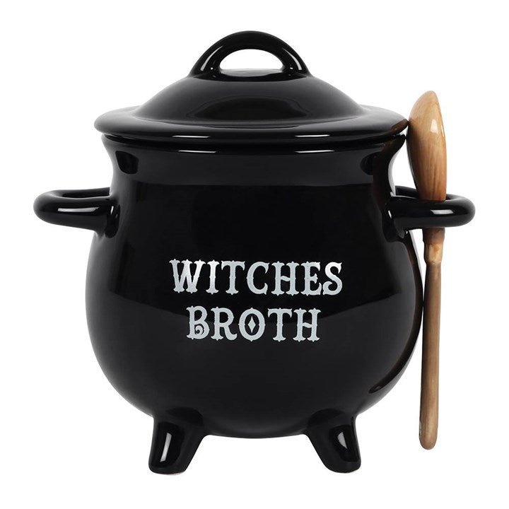 Witches Broth Cauldron Soup Bowl with Broom Spoon - Scents & Gifts UK