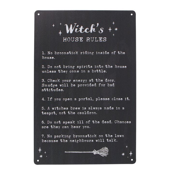 Witch's House Rules Metal Sign - Scents & Gifts UK