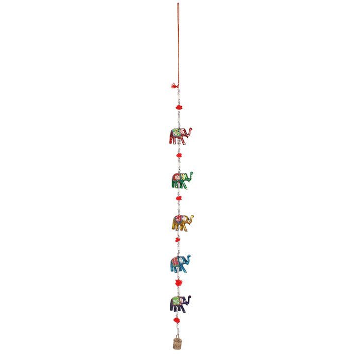 Wooden Hanging Elephant Decoration with Bell - Scents & Gifts UK