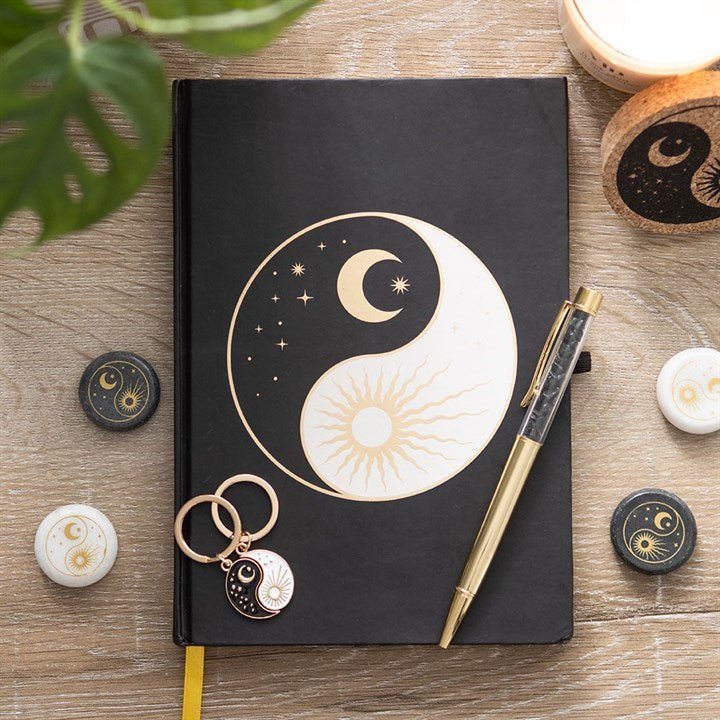Yin Yang Journal with Black Obsidian Pen - Scents & Gifts UK