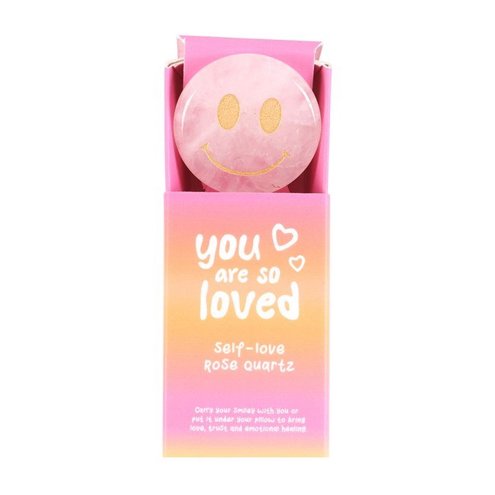 You Are Loved Rose Quartz Happy Face Crystal - Scents & Gifts UK