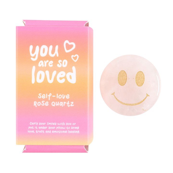 You Are Loved Rose Quartz Happy Face Crystal - Scents & Gifts UK