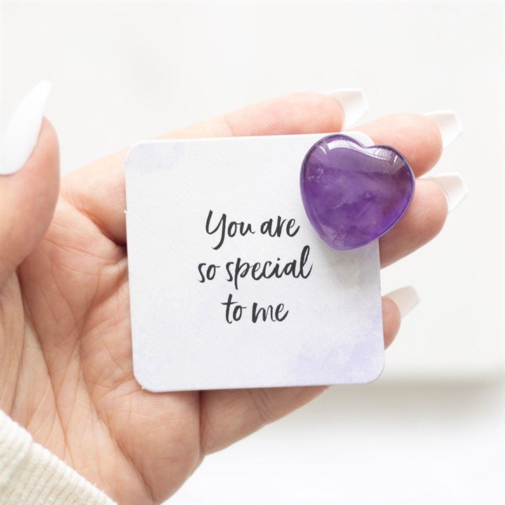 You Are Special to Me Amethyst Crystal Heart in a Bag - Scents & Gifts UK