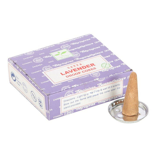 12 Packs of Lavender Dhoop Incense Cones by Satya - Scents & Gifts UK
