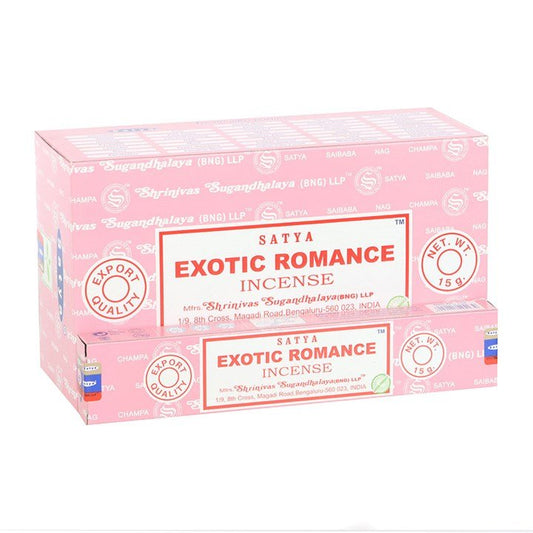 12 Packs of Satya Exotic Romance Incense Sticks - Scents & Gifts UK