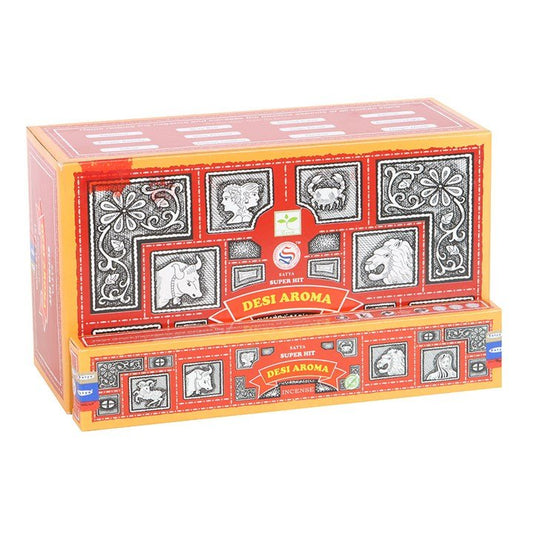 12 Packs of Superhit Desi Aroma Incense Sticks by Satya - Scents & Gifts UK