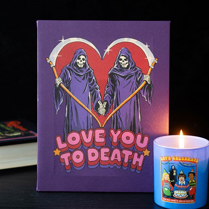 19x25cm Love You To Death Canvas Plaque by Steven Rhodes - Scents & Gifts UK