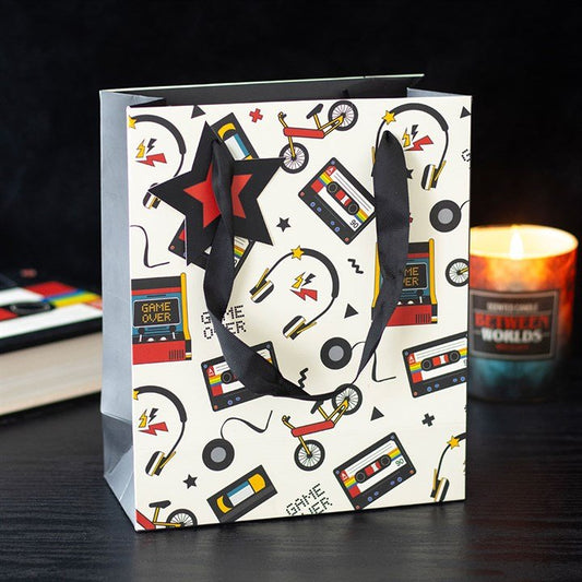 23cm Medium Retro 80s Print Gift Bag - Scents & Gifts UK