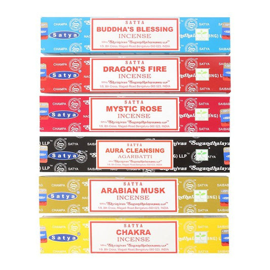 6 Packs of Assorted Fragrance Incense Sticks by Satya - Scents & Gifts UK