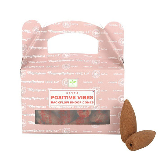 6 Packs of Positive Vibes Backflow Dhoop Incense Cones by Satya - Scents & Gifts UK