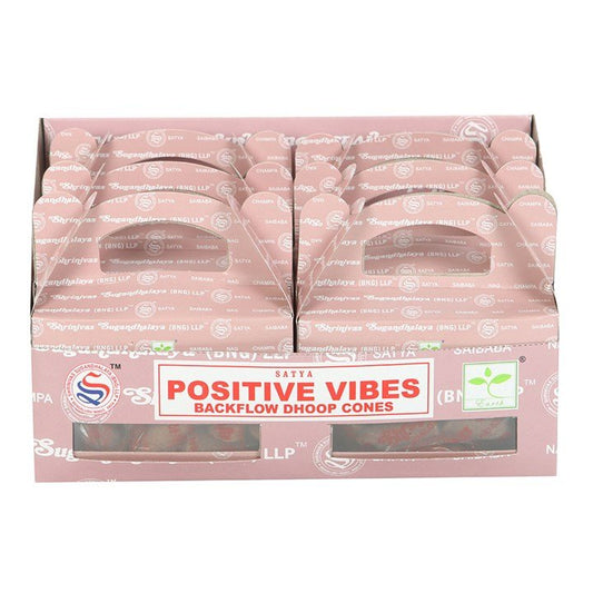 6 Packs of Positive Vibes Backflow Dhoop Incense Cones by Satya - Scents & Gifts UK